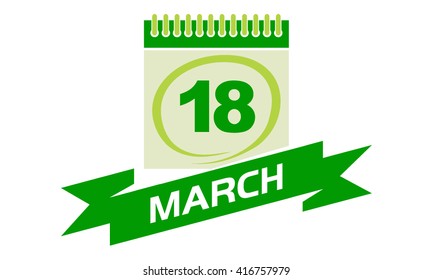 18 March Calendar with Ribbon