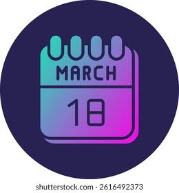 18 March Glyph Circle Gradient Icon