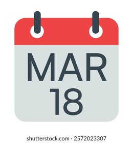 18 March Vector Calendar Icon. Isolated Vector Calendar. 