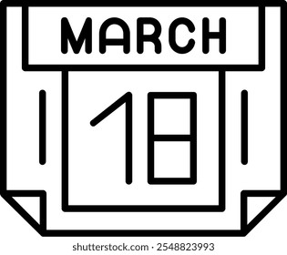 18 March Vector Icon Outline Stlye