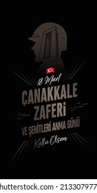 18 mart canakkale zaferi ve sehitleri anma gunu ilustración vectorial. Traducción al inglés (18 de marzo, tarjeta de celebración del Día de la Victoria de Canakkale y el Día de los mártires en memoria de Turquía).