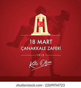 18 mart, canakkale zaferi ve sehitleri anma gunu, set ilustración vectorial. Traducción al inglés ; (18 de marzo, Día de la Victoria de Canakkale y tarjeta de celebración del Día de la Memoria de los mártires en Turquía).