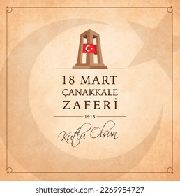 18 mart, canakkale zaferi ve sehitleri anma gunu, set ilustración vectorial. Traducción al inglés ; (18 de marzo, Día de la Victoria de Canakkale y tarjeta de celebración del Día de la Memoria de los mártires en Turquía).