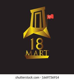 18 mart canakkale zaferi vector illustration. (18 March, Canakkale Victory Day Turkey celebration card.)
