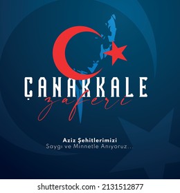 18 mart canakkale zaferi vector illustration. (18 March, Canakkale Victory Day Turkey celebration card.) Turkish national holiday of March 18, 1915 the day the Ottomans Canakkale Victory Monument