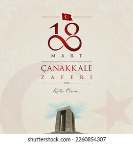 18 Mart Canakkale zaferi kutlu olsun. (18 de marzo, feliz Día de la Victoria de Canakkale). Tarjeta de celebración, ilustración vectorial.