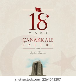 18 de Marzo, Feliz Día de la Victoria en Canakkale. ilustración vectorial de tarjeta de felicitación.
(TR: 18 Mart Canakkale zaferi kutlu olsun.)