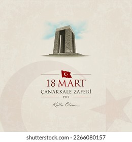 18 de Marzo, Feliz Día de la Victoria en Canakkale. (TR: 18 Mart Canakkale zaferi kutlu olsun.) ilustración vectorial de tarjeta de felicitación.