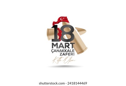18 mart canakkale zaferi vector illustration. (18 March, Canakkale Victory Day Turkey celebration card.)