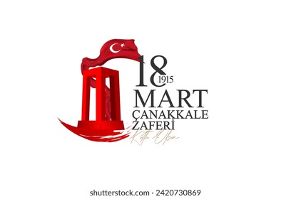 Ilustración vectorial de 18 mart canakkale zaferi. (18 de marzo, tarjeta de celebración del Día de la Victoria de Canakkale en Turquía).