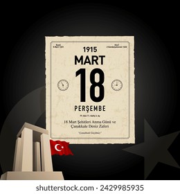 18 mart canakkale zaferi vector illustration. (18 March, Canakkale Victory Day Turkey celebration card.)