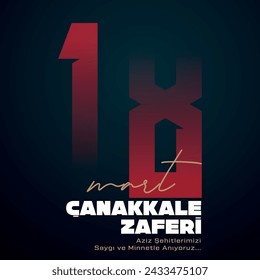 18 mart canakkale zaferi ilustración vectorial. (18 de marzo, tarjeta de celebración del Día de la Victoria de Canakkale Turquía.) Fiesta nacional turca del 18 de marzo de 1915, el día en que los otomanos Canakkale Monumento a la Victoria