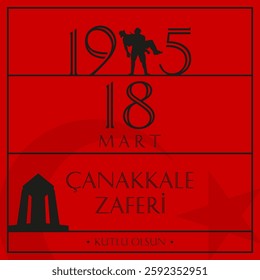 18 mart canakkale zaferi vector illustration. (18 March, Canakkale Victory Day Turkey celebration card.)