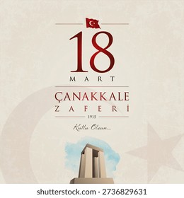 18 mart canakkale zaferi vector illustration. (18 March, Canakkale Victory Day Turkey celebration card.)