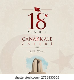 18 mart canakkale zaferi vector illustration. (18 March, Canakkale Victory Day Turkey celebration card.)