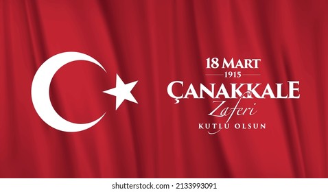 18 de marzo de 1915. Feliz victoria de Çanakkale. Vector de luna y estrella.