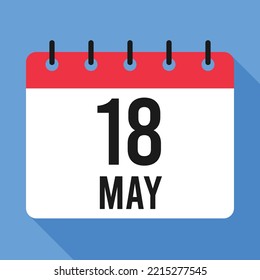 18 May Calendar. Blue Background. Vector Calendar.