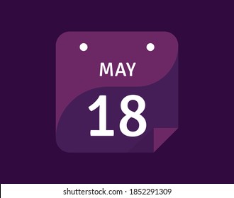 Icono del 18 de mayo Icono de Calendario único día Ilustración vectorial