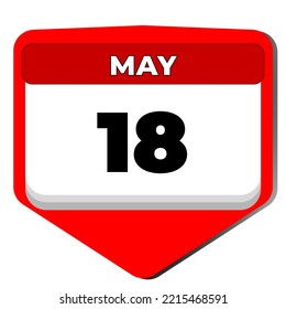 18 May vector icon calendar day. 18 date of May. Eighteenth day of May. 18th date number. 18 day calendar. Eighteen date. International Museum