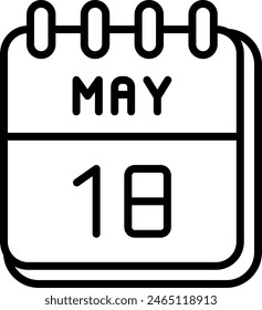 18 de mayo Diseño de iconos de línea de Vector