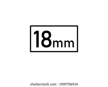 18 millimeters icon vector illustration, 18 mm size