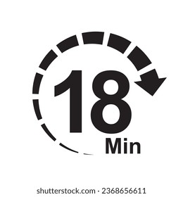 18 minute timer clock icon vector illustration eps