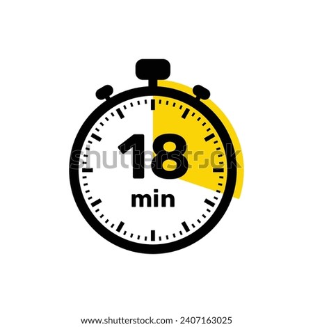 18 Minutes Analog Clock Icon white background design.