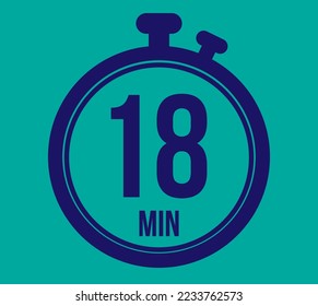 18 minutes. Stopwatch vector icon. Vector with schedule timer for appointments and tasks