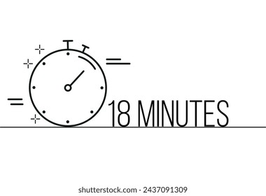 18 minutes timer icon. Stopwatch time sign. Clock symbol vector for time control