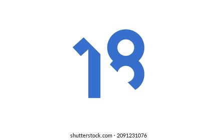 18 nuevo número único logotipo de corte moderno