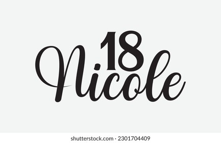 18 Nicole - Skydiving svg typography T-shirt Design, Hand-drawn lettering phrases, Stickers, Templates, and Mugs. Vector files are editable. EPS 10.