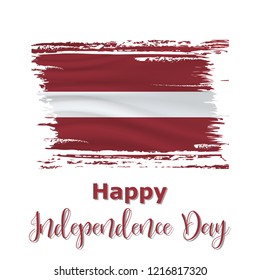 18 November, Latvia Independence Day background in national flag color theme. Celebration banner with waving flag. Vector illustration