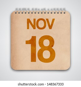 18 November on Old Notebook Vector 