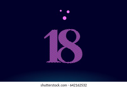 18 number digit logo pink line stripes magenta purple blue font creative text dots company vector icon design