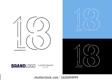 18 Number. Logo Minimal Linear Outline 