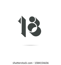 18 Number Logo Shadow Digit Design Stock Vector (Royalty Free ...