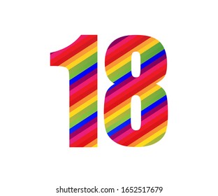 18 Number Rainbow Style Numeral Digit Stock Vector (Royalty Free ...