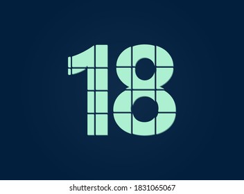 18 números, fuente de diseño vectorial.  Hecho de cuchillo cortado. Para logotipo, etiqueta de marca, elementos de diseño, identidad corporativa, aplicación y más. IsolatedEps10 ilustración