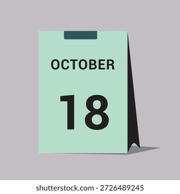 18 october calendar date icon minimal desk calendar vector illustration
