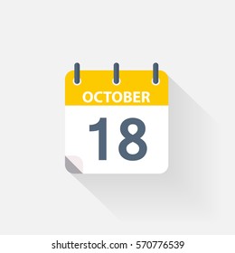 18 october calendar icon on grey background