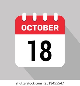 18 Oktober Kalender Symbol Vektor Webseite Illustration Hintergrund Design.