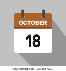 18 october calendar icon vector design month illustration