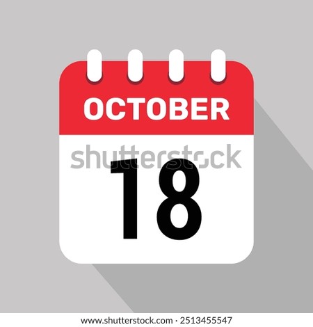 18 october calendar icon vector web page illustration background design.