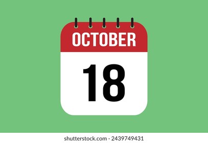 18 October Calendar. October Calendar Vector Illustration.
