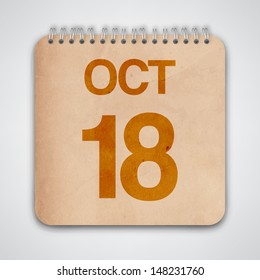 18 October on Old Notebook Vector 