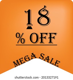 18% de descuento en un globo naranja para mega ofertas. Superventa, texto negro