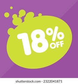 18% off per cent, percentage number in a colored circle, promotion, big sale, colorful background