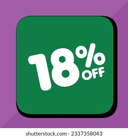 18% off per cent, percentage number in a colored circle, promotion, big sale, colorful background