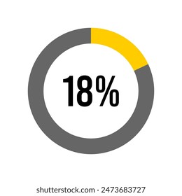 18% percent percentage diagram meter from ready-to-use for web design, user interface UI or infographic - 