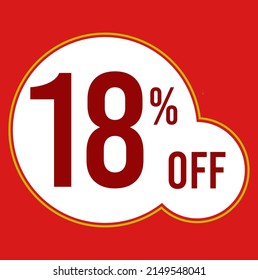 18 percent red banner with white ballons and red lettering for promotions and offers